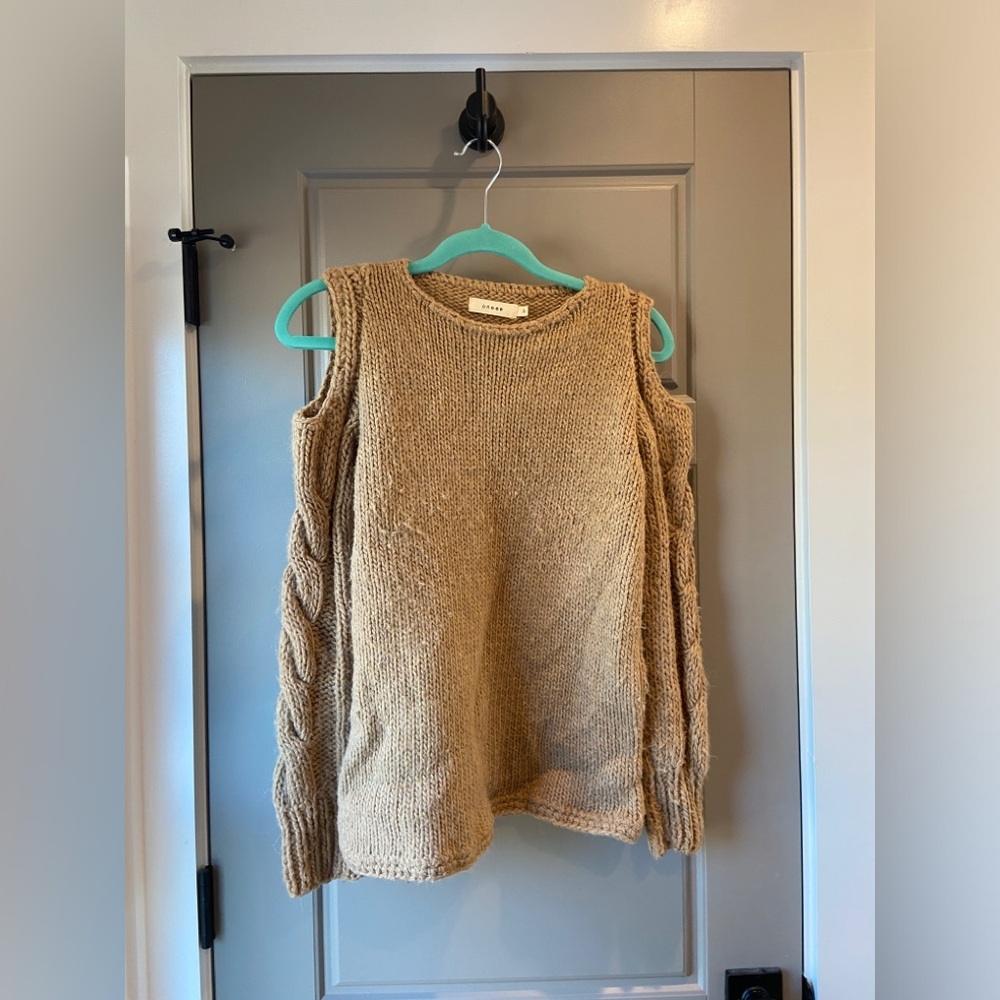 Zara Tan Off-the-Shoulder Sweater with Relaxed Fit